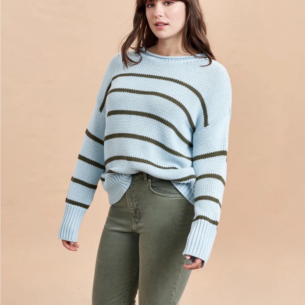 La Ligne Marina Blue and Olive Knit Sweater XL